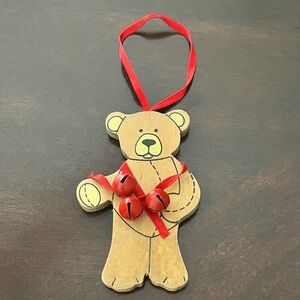 Vintage Kurt S. Adler 
Handcrafted Wood
Christmas Ornament
Bear Red Ribbon Bells